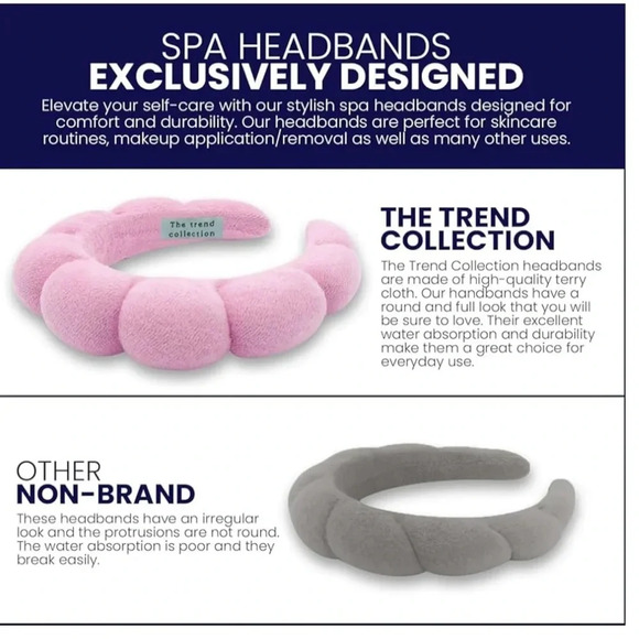 NEW Spa Headbands for Washing Face, Makeup and Skincare. Set of 2 aqua and pink - Picture 8 of 9